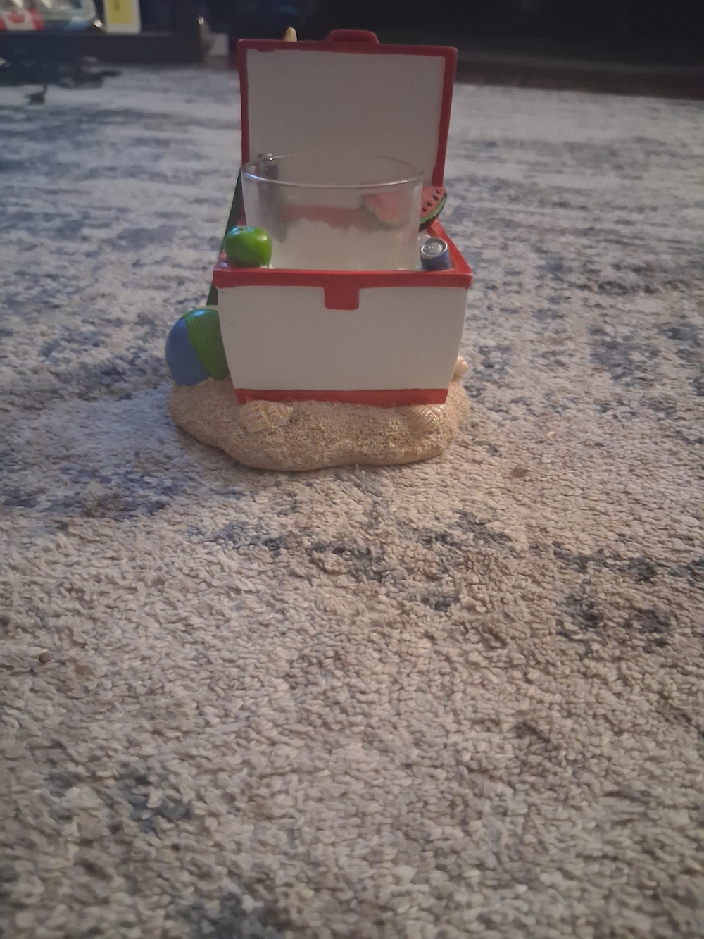 Seaside Treasure Chest Votive Holder in White & Red